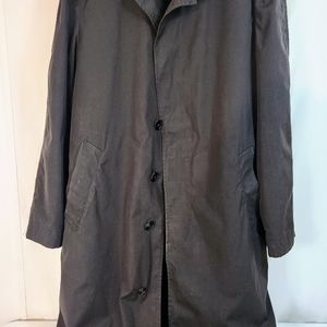 US Army Black Trench Coat Jacket with Faux Fur Liner Men's Size 40L